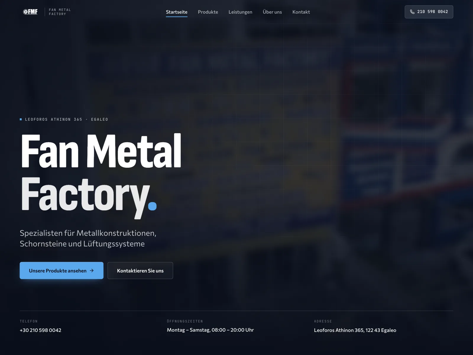 The Fan Metal Factory website, one of our projects